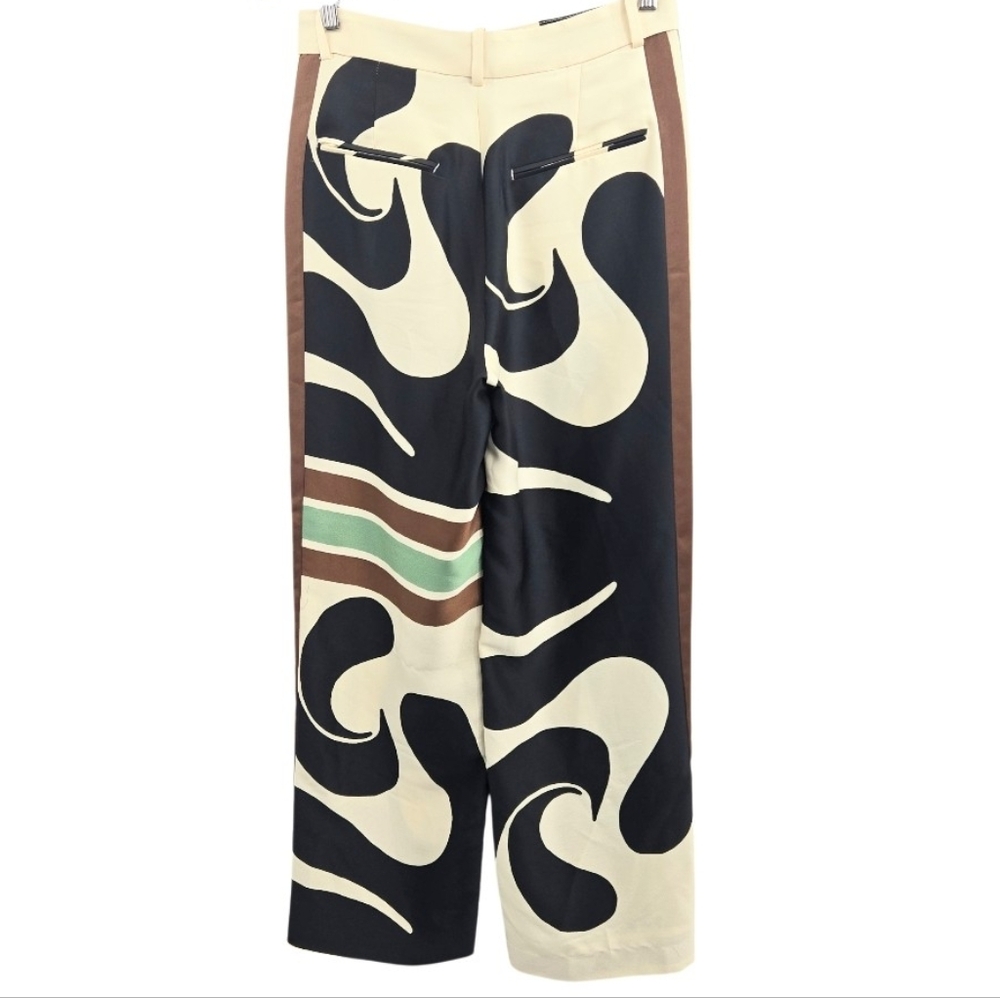 Zara Pants Wide Leg Print Cream Black Swirl XS - Picture 8 of 16